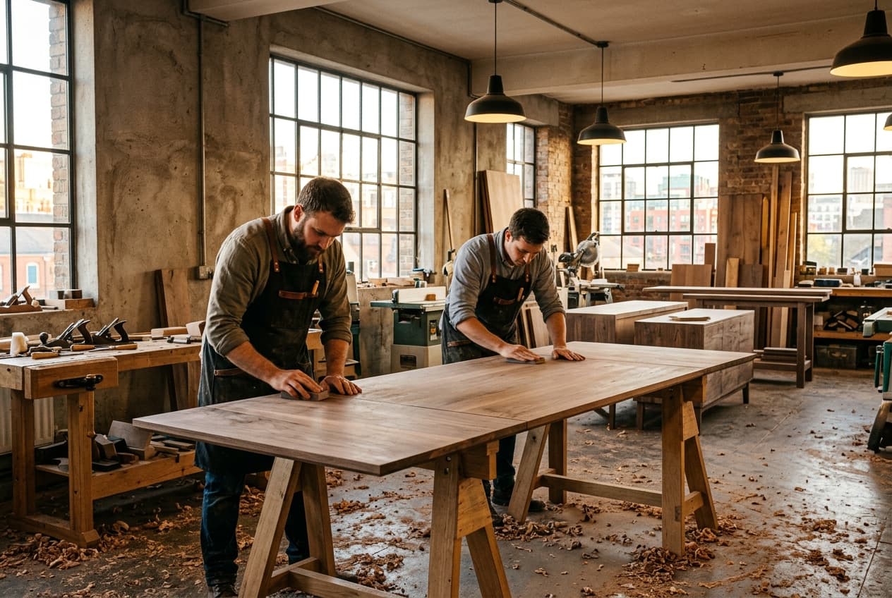 Transformer Labs craftsmen building precision furniture
